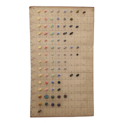 Sample card (80) Czech antique glass buttons bicolor striped end of day