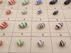 Sample card (80) Czech antique glass buttons bicolor striped end of day