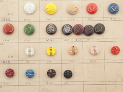 Sample card (30) Czech antique glass buttons hand painted geometric floral