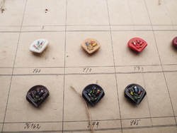 Sample card (30) Czech antique glass buttons hand painted geometric floral