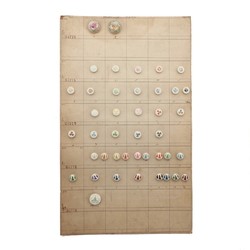Sample card (42) Czech antique glass buttons geometric floral uranium