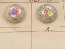 Sample card (42) Czech antique glass buttons geometric floral uranium
