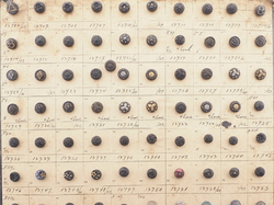 Sample card (138) Czech antique dimi glass buttons 