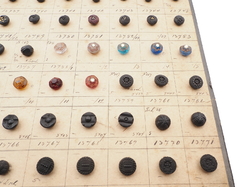 Sample card (138) Czech antique dimi glass buttons 