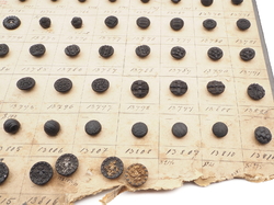 Sample card (138) Czech antique dimi glass buttons 