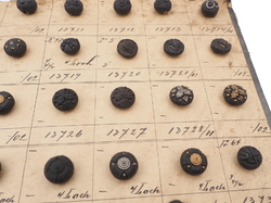 Sample card (138) Czech antique dimi glass buttons 