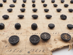 Sample card (138) Czech antique dimi glass buttons 