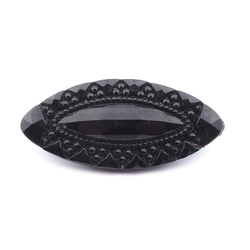 Antique Victorian Czech marcasite effect black oval glass button 32mm