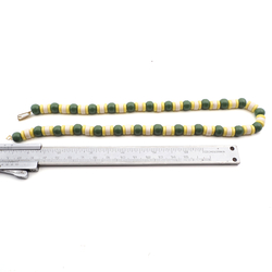 Vintage 18" German necklace green yellow rondelles glass beads marked Ges Gesch