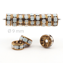 Lot 144 pcs 9mm Premium Czech Opaline Rhinestone Rondelles spacer beads jewelry supplies wedding decor
