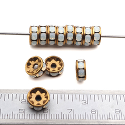 Lot 144 pcs 9mm Premium Czech Opaline Rhinestone Rondelles spacer beads jewelry supplies wedding decor