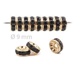 Lot 12 pcs 9mm Premium Czech Black Jet Rhinestone Rondelles spacer beads jewelry findings wedding decor 
