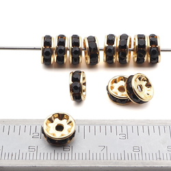 Lot 12 pcs 9mm Premium Czech Black Jet Rhinestone Rondelles spacer beads jewelry findings wedding decor 