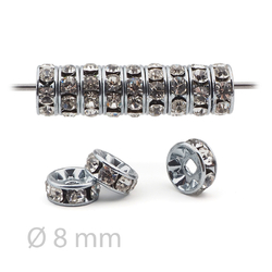 Lot 12 pcs 8mm Czech Crystal Rhinestone Rondelles spacer beads silver plated  jewelry findings wedding decor