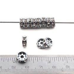 Lot 12 pcs 8mm Czech Crystal Rhinestone Rondelles spacer beads silver plated  jewelry findings wedding decor