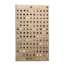 Sample card (136) Czech antique lampwork glass buttons rosette shank