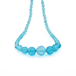 Vintage Czech classic 17" necklace gradual faceted transparent aquamarine blue glass beads