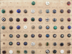 Sample card (136) Czech antique lampwork glass buttons rosette shank