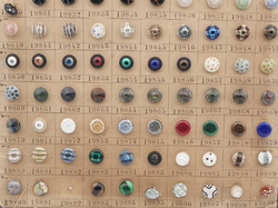 Sample card (136) Czech antique lampwork glass buttons rosette shank
