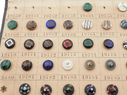 Sample card (136) Czech antique lampwork glass buttons rosette shank