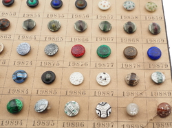 Sample card (136) Czech antique lampwork glass buttons rosette shank