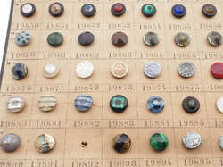 Sample card (136) Czech antique lampwork glass buttons rosette shank