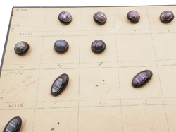 Sample card (32) Czech antique glass buttons fabric effect black