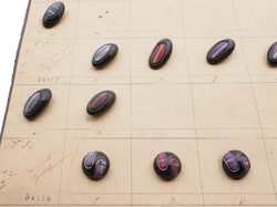 Sample card (32) Czech antique glass buttons fabric effect black
