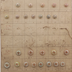 1915 Sample card (46) Czech antique glass buttons pearl satin hand painted