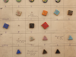 1928 Sample card (40) Czech antique glass buttons geometric floral Deco