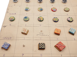 1928 Sample card (40) Czech antique glass buttons geometric floral Deco