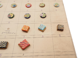 1928 Sample card (40) Czech antique glass buttons geometric floral Deco