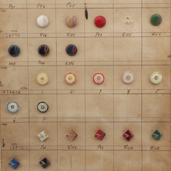 1936 Sample card (39) Czech antique glass buttons geometric floral Deco