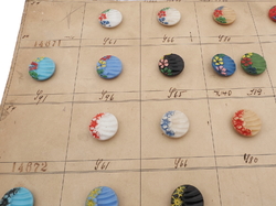 1936 Sample card (39) Czech antique glass buttons geometric floral Deco