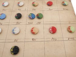 1936 Sample card (39) Czech antique glass buttons geometric floral Deco