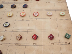 1936 Sample card (39) Czech antique glass buttons geometric floral Deco
