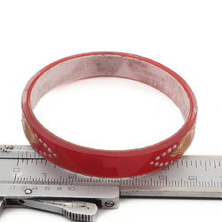 Antique Czech gold gilt enamel red bicolor glass bangle 2.45"