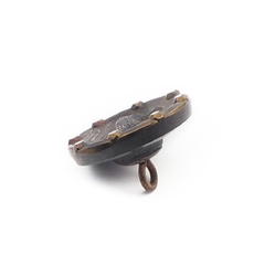 Antique Victorian Czech swimming duck black glass button 18mm