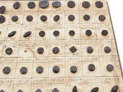 Sample card (134) Czech antique black glass buttons geometric floral 
