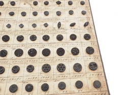 Sample card (134) Czech antique black glass buttons geometric floral 