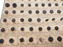 Sample card (134) Czech antique black glass buttons geometric floral 