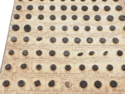 Sample card (134) Czech antique black glass buttons geometric floral 