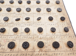 Sample card (134) Czech antique black glass buttons geometric floral 
