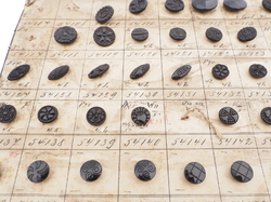 Sample card (134) Czech antique black glass buttons geometric floral 