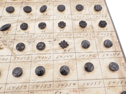 Sample card (134) Czech antique black glass buttons geometric floral 