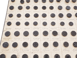 Sample card (139) Czech antique black glass buttons geometric floral carved 