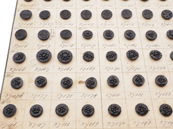 Sample card (139) Czech antique black glass buttons geometric floral carved 