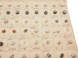 1915 Sample card (142) Czech antique glass buttons hand painted pearl dimi