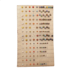1926 Sample card (152) Czech antique glass buttons hand painted gold gilt