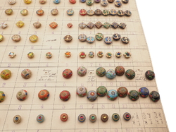 1926 Sample card (152) Czech antique glass buttons hand painted gold gilt